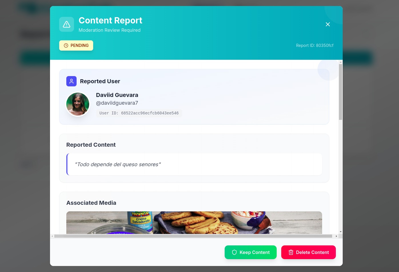Detalles del reporte